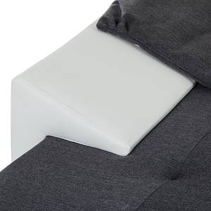 Canapé d'angle Huelva (convertible) Imitation cuir / Tissu - Blanc / Gris - Méridienne courte à gauche (vue de face)