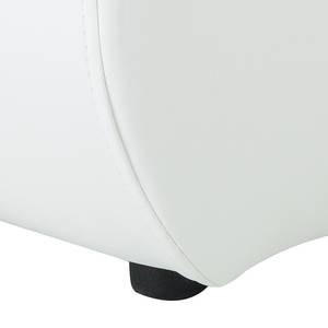Canapé d'angle Huelva (convertible) Imitation cuir / Tissu - Blanc / Gris - Méridienne courte à gauche (vue de face)