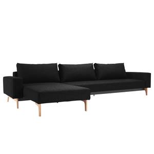 Ecksofa Idun Lounger Webstoff (mit Schlaffunktion) - Stoff Twist: Black