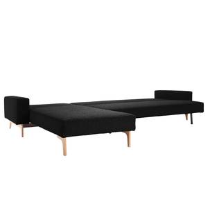 Hoekbank Idun Lounger geweven stof (met (met slaapfunctie) - geweven stof - Stof Twist: Black