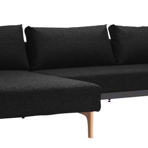 Hoekbank Idun Lounger geweven stof (met (met slaapfunctie) - geweven stof - Stof Twist: Black