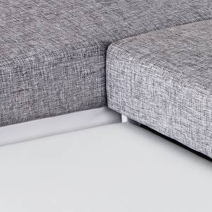 Canapé d'angle Ilona (convertible) Imitation cuir / Tissu - blanc / gris - Méridienne courte à gauche (vue de face)
