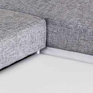 Canapé d'angle Ilona (convertible) Imitation cuir / Tissu - blanc / gris - Méridienne courte à droite (vue de face)