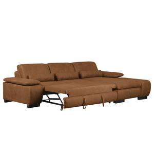 Ecksofa Infinity (mit Schlaffunktion) Antiklederlook - Cognac - Longchair davorstehend rechts