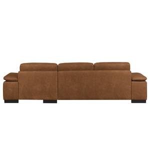 Ecksofa Infinity (mit Schlaffunktion) Antiklederlook - Cognac - Longchair davorstehend rechts