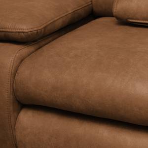 Ecksofa Infinity (mit Schlaffunktion) Antiklederlook - Cognac - Longchair davorstehend rechts