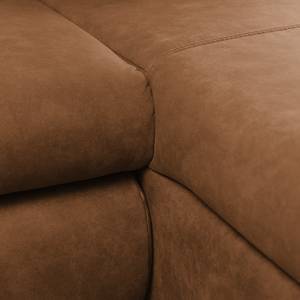 Canapé d'angle convertible Infinity Aspect cuir vieilli - Cognac - Méridienne courte à droite (vue de face)
