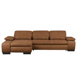 Ecksofa Infinity (mit Schlaffunktion) Antiklederlook - Cognac - Longchair davorstehend links