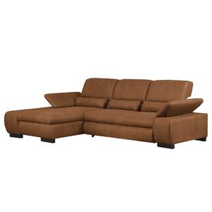 Ecksofa Infinity (mit Schlaffunktion) Antiklederlook - Cognac - Longchair davorstehend links