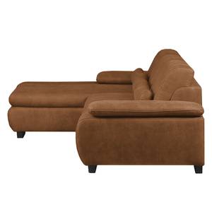 Ecksofa Infinity (mit Schlaffunktion) Antiklederlook - Cognac - Longchair davorstehend links