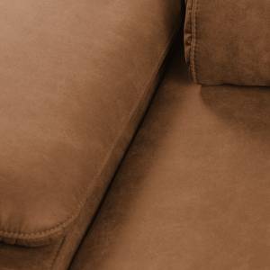 Canapé d'angle convertible Infinity Aspect cuir vieilli - Cognac - Méridienne courte à gauche (vue de face)