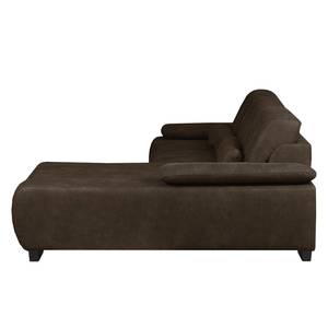 Ecksofa Infinity (mit Schlaffunktion) Antiklederlook - Espresso - Longchair davorstehend rechts