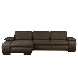 Ecksofa Infinity (mit Schlaffunktion) Antiklederlook - Espresso - Longchair davorstehend links