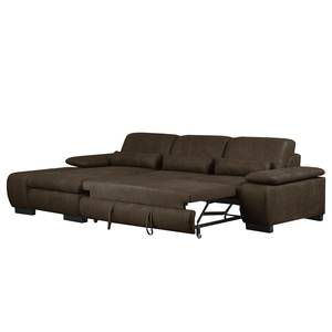 Ecksofa Infinity (mit Schlaffunktion) Antiklederlook - Espresso - Longchair davorstehend links