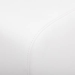 Ecksofa Infinity mit Schlaffunktion - Kunstleder Weiß/Webstoff Grau - Longchair/Ottomane davorstehend rechts