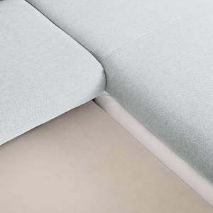 Canapé d'angle Infinity (convertible) Imitation cuir blanc / Tissu gris - Méridienne à droite (vue de face) - Méridienne à droite (vue de face)