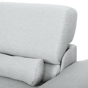 Ecksofa Infinity Kunstleder Weiß/Webstoff Grau - Longchair/Ottomane davorstehend rechts