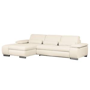 Ecksofa Infinity (mit Schlaffunktion) Webstoff - Creme - Longchair davorstehend links