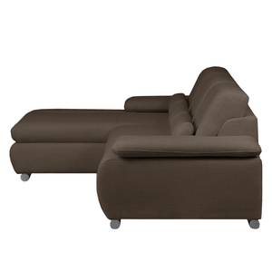 Ecksofa Infinity (mit Schlaffunktion) Webstoff - Espresso - Longchair davorstehend rechts