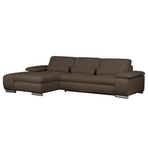 Ecksofa Infinity (mit Schlaffunktion) Webstoff - Espresso - Longchair davorstehend links