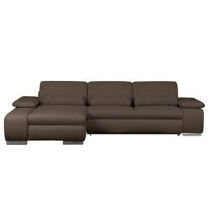 Ecksofa Infinity (mit Schlaffunktion) Webstoff - Espresso - Longchair davorstehend links