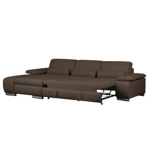 Ecksofa Infinity (mit Schlaffunktion) Webstoff - Espresso - Longchair davorstehend links