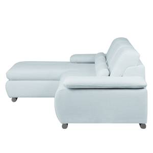 Ecksofa Infinity (mit Schlaffunktion) Webstoff - Pastellblau - Longchair davorstehend links