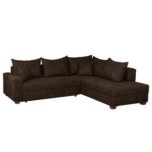 Canapé d'angle Inywa Aspect cuir antique - Microfibre Priya: Marron foncé - Avec fonction couchage