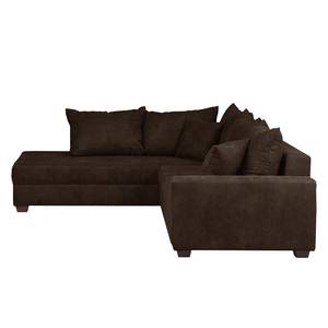 Canapé d'angle Inywa Aspect cuir antique - Microfibre Priya: Marron foncé - Avec fonction couchage