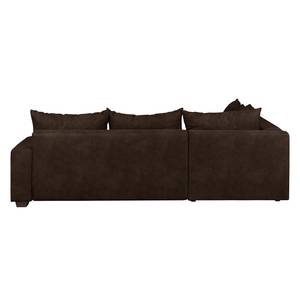 Canapé d'angle Inywa Aspect cuir antique - Microfibre Priya: Marron foncé - Avec fonction couchage