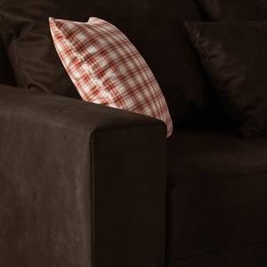 Canapé d'angle Inywa Aspect cuir antique - Microfibre Priya: Marron foncé - Avec fonction couchage