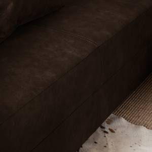 Canapé d'angle Inywa Aspect cuir antique - Microfibre Priya: Marron foncé - Avec fonction couchage