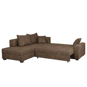 Canapé d'angle Inywa Aspect cuir antique - Microfibre Priya: Marron - Avec fonction couchage