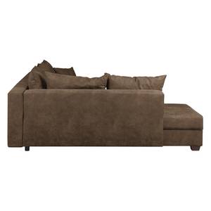 Canapé d'angle Inywa Aspect cuir antique - Microfibre Priya: Marron - Avec fonction couchage