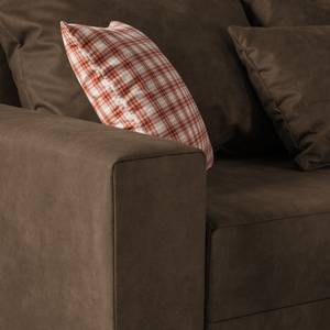 Canapé d'angle Inywa Aspect cuir antique - Microfibre Priya: Marron - Avec fonction couchage