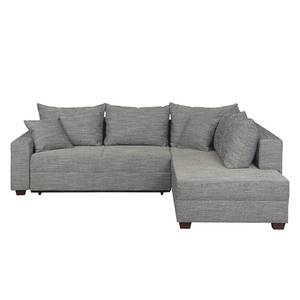 Canapé d'angle Inywa Avec fonction couchage - Tissu structuré - Gris - Méridienne montable à gauche ou à droite