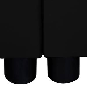 Hoekbank Jaden (met slaapfunctie) zwart kunstleer/lichtgrijze geweven stof - longchair vooraanzicht links
