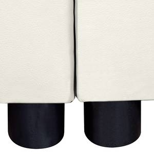 Ecksofa Jaden (mit Schlaffunktion) Kunstleder Weiß/Webstoff Grau - Longchair davorstehend rechts