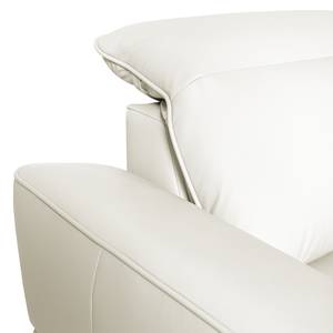 Canapé d'angle Jovita Cuir véritable Blanc vieilli - Fonction lit à gauche (vue de face)