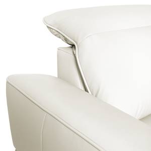 Canapé d'angle Jovita Cuir véritable - Blanc vieilli - Méridienne longue à droite (vue de face) - Fonction couchage - Coffre de lit