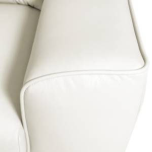 Canapé d'angle Jovita Cuir véritable - Blanc vieilli - Méridienne longue à gauche (vue de face) - Fonction couchage - Coffre de lit