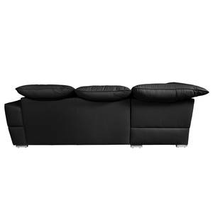 Canapé d'angle Jovita Cuir véritable - Noir - Méridienne longue à gauche (vue de face) - Fonction couchage - Coffre de lit