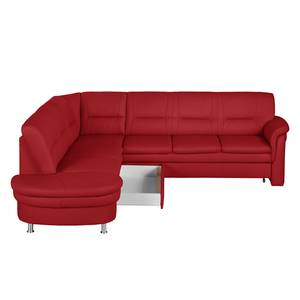 Hoekbank Kabalo echt leer/kunstleer - Rood - Relaxfunctie