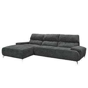 Ecksofa Kaland Webstoff Anthrazit - Longchair davorstehend links