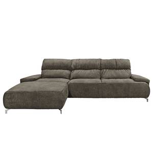 Ecksofa Kaland Webstoff Braungrau - Longchair davorstehend links