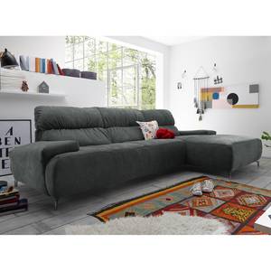 Ecksofa Kaland Webstoff Anthrazit - Longchair davorstehend rechts