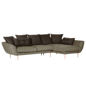 Ecksofa Katalla Webstoff Beige / Dunkelbraun - Longchair davorstehend rechts