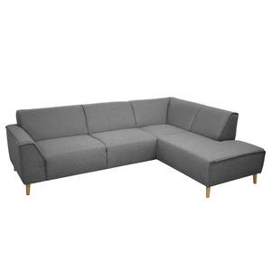 Ecksofa Kentani II Flachgewebe - Grau - Ottomane davorstehend rechts