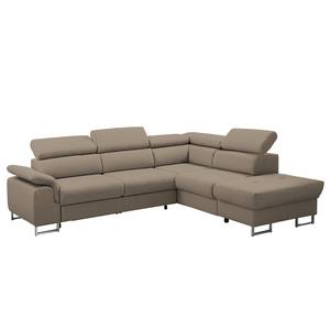 Ecksofa Keystone Strukturstoff - Cappuccino - Ottomane davorstehend rechts