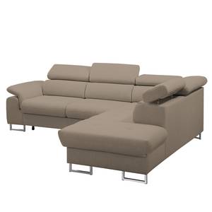 Ecksofa Keystone Strukturstoff - Cappuccino - Ottomane davorstehend rechts